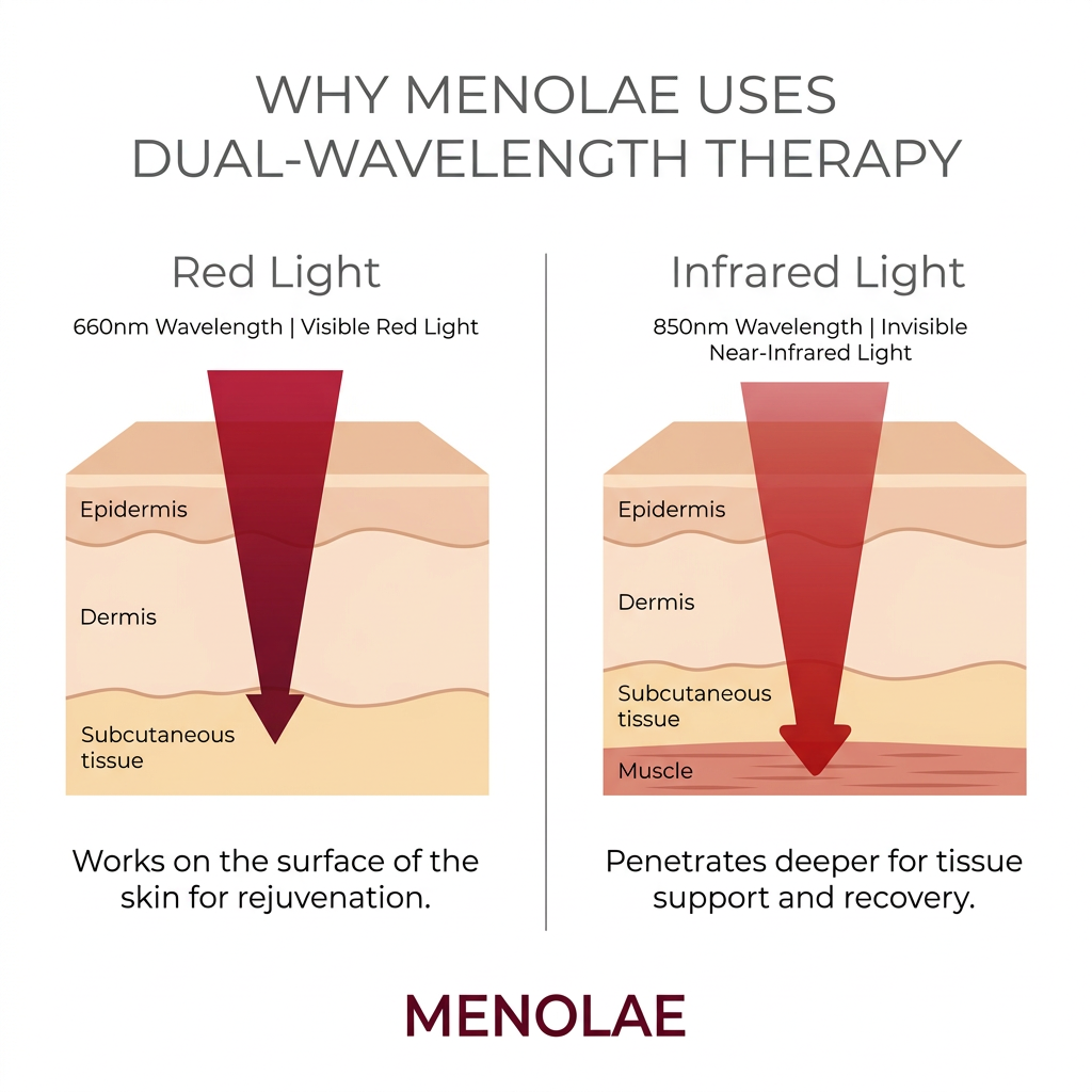 MENOLAE RESTORE® Dual-Wavelength Red Light Therapy For Perimenopausal Skin